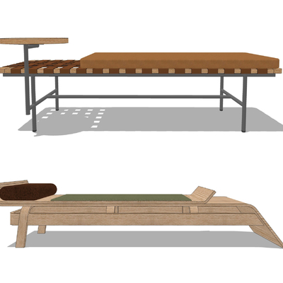  新中式床尾凳床榻su模型 