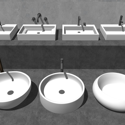  现代台盆洗手盆su模型 