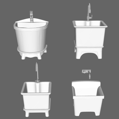  现代拖把池su模型 