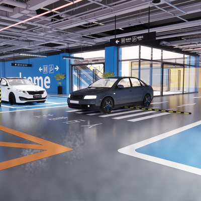  现代地下停车场su模型 