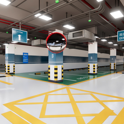  现代地下停车场su模型 