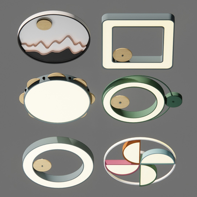  现代儿童卡通吸顶灯su模型 