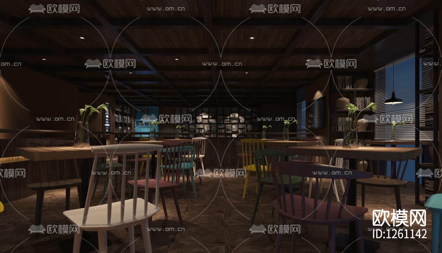 咖啡厅cad施工图下载（渲染图5）