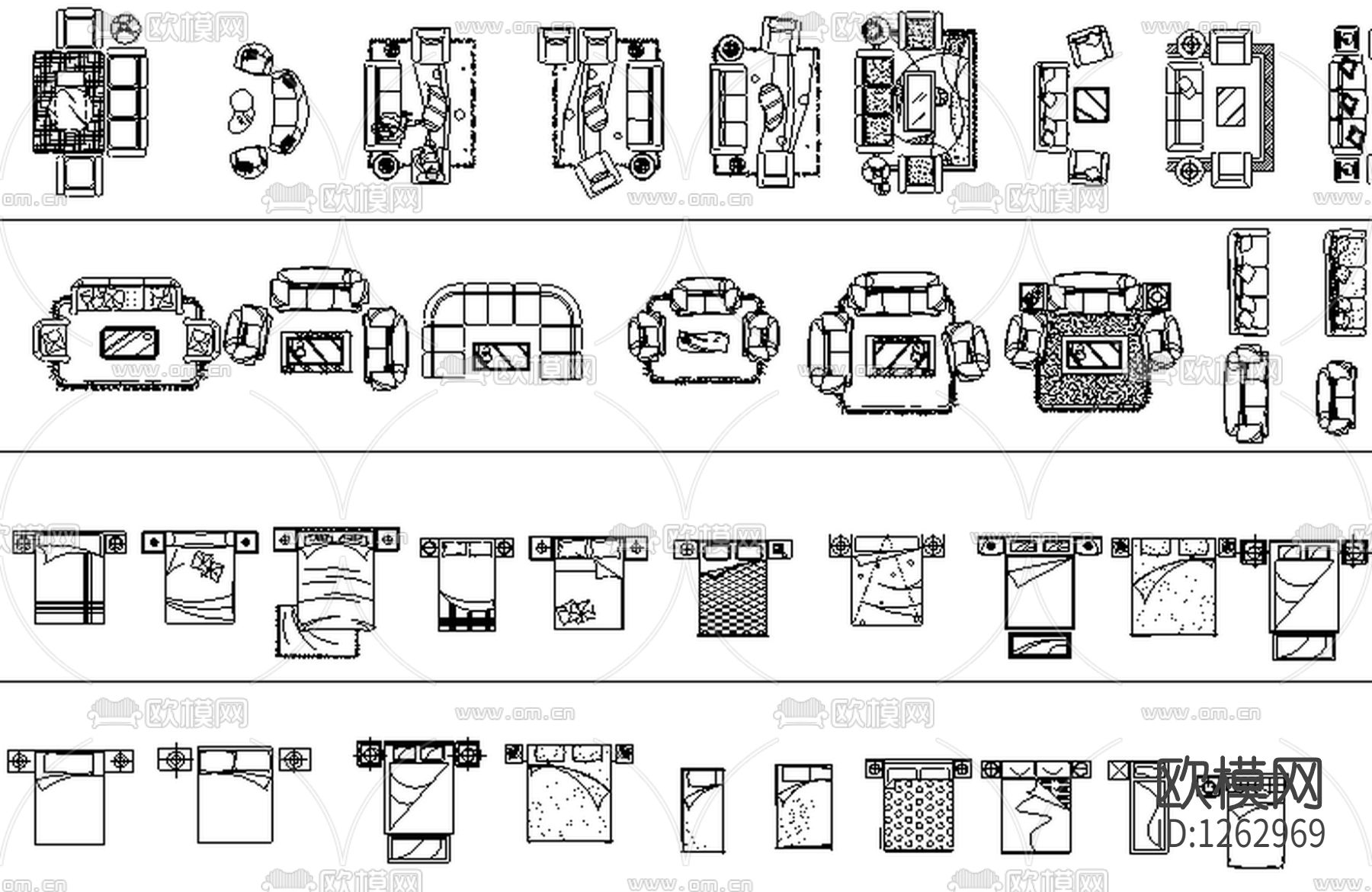 常用平面立面图块大全cad图库下载（渲染图2）