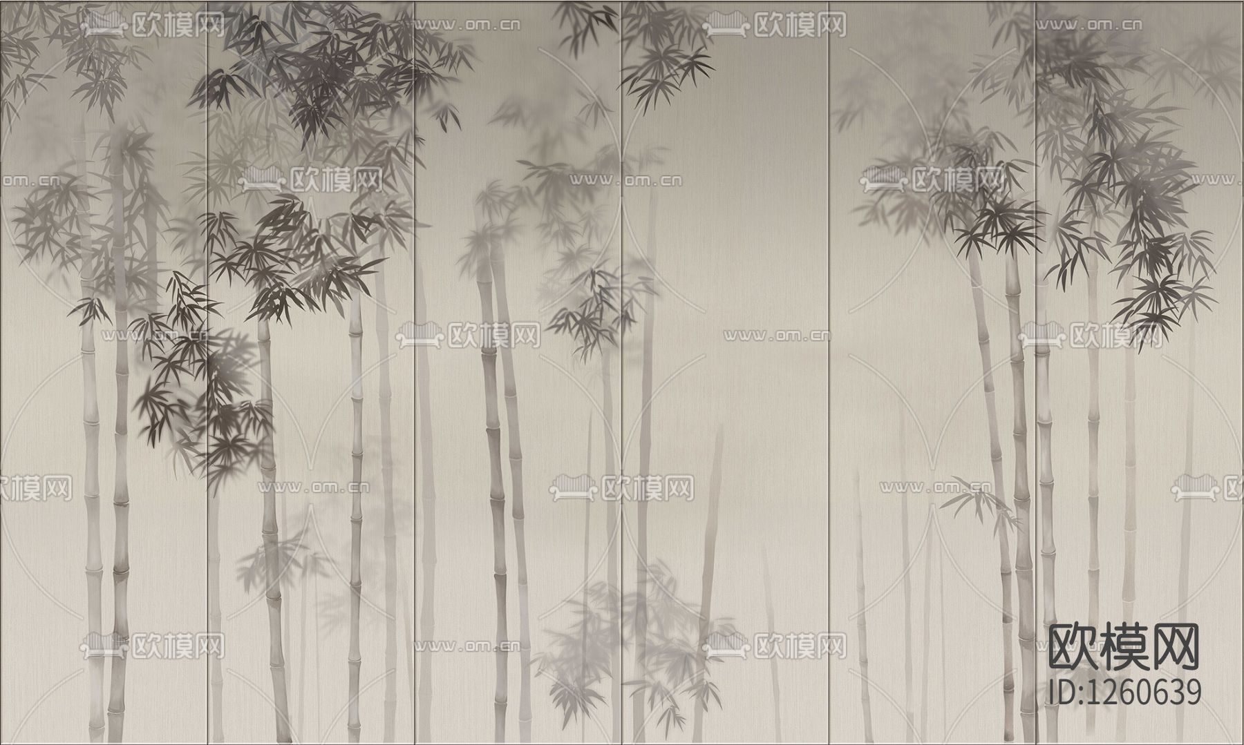 中式手绘花鸟壁画硬包下载（渲染图6）