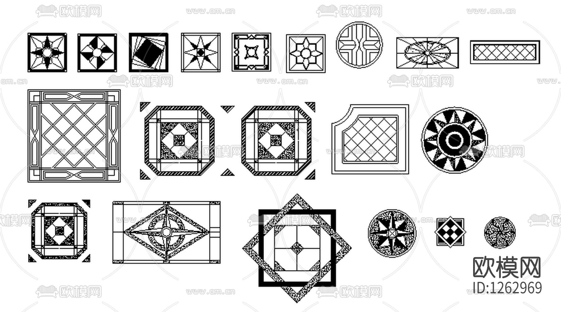 常用平面立面图块大全cad图库下载（渲染图1）