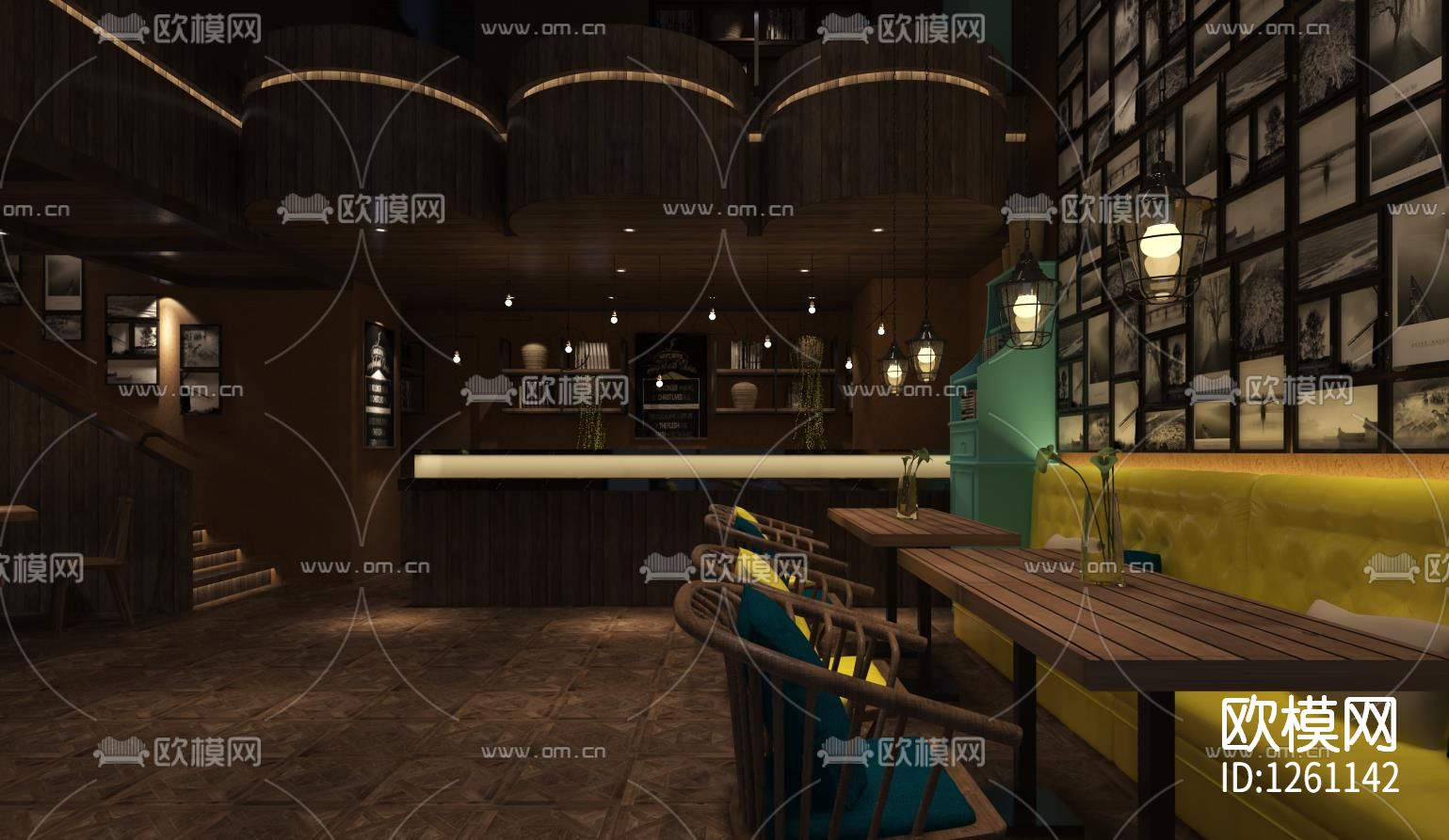 咖啡厅cad施工图下载（渲染图2）