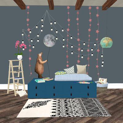  现代儿童玩具柜su模型 