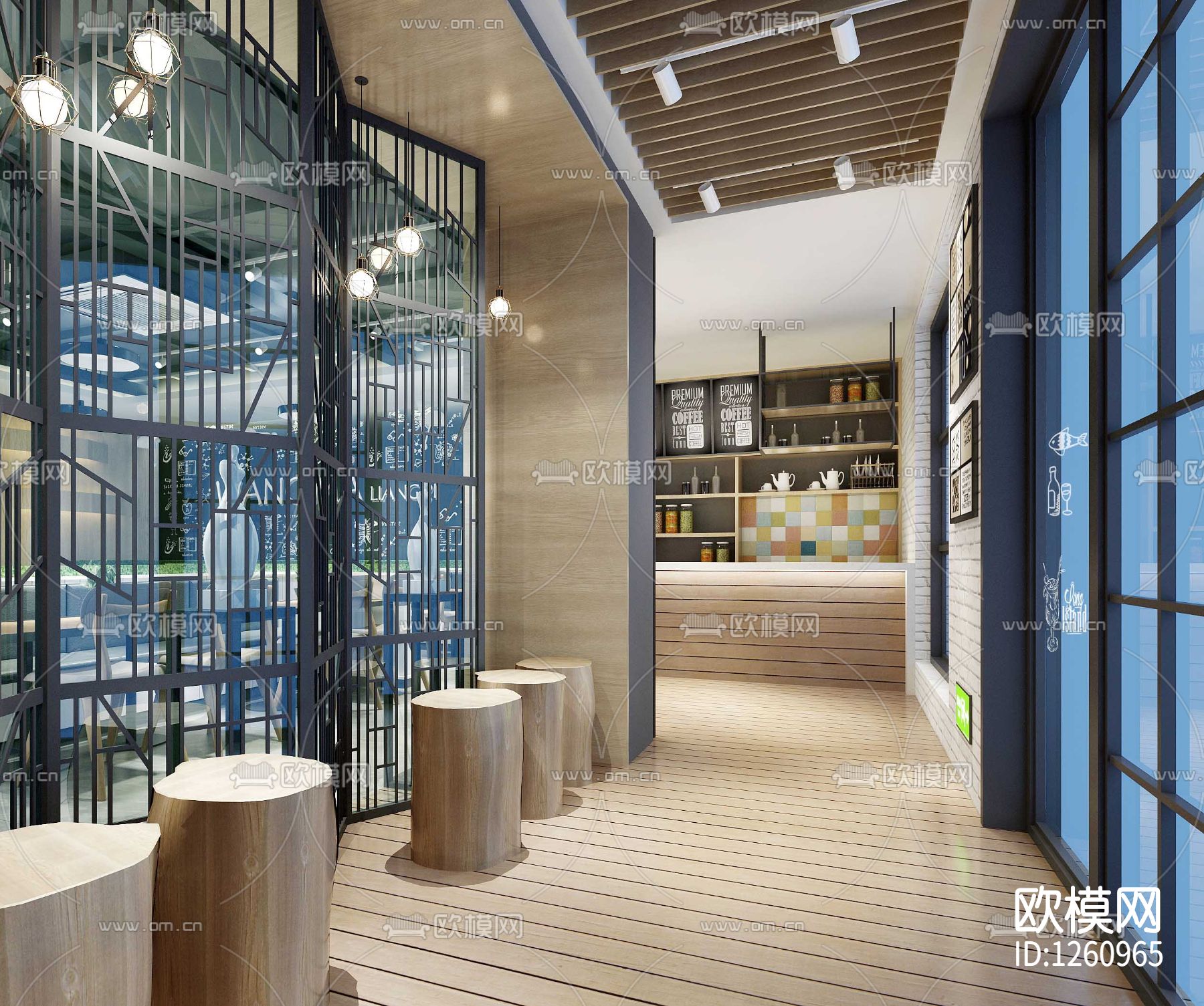 港式茶餐厅装修设计cad施工图下载（渲染图7）