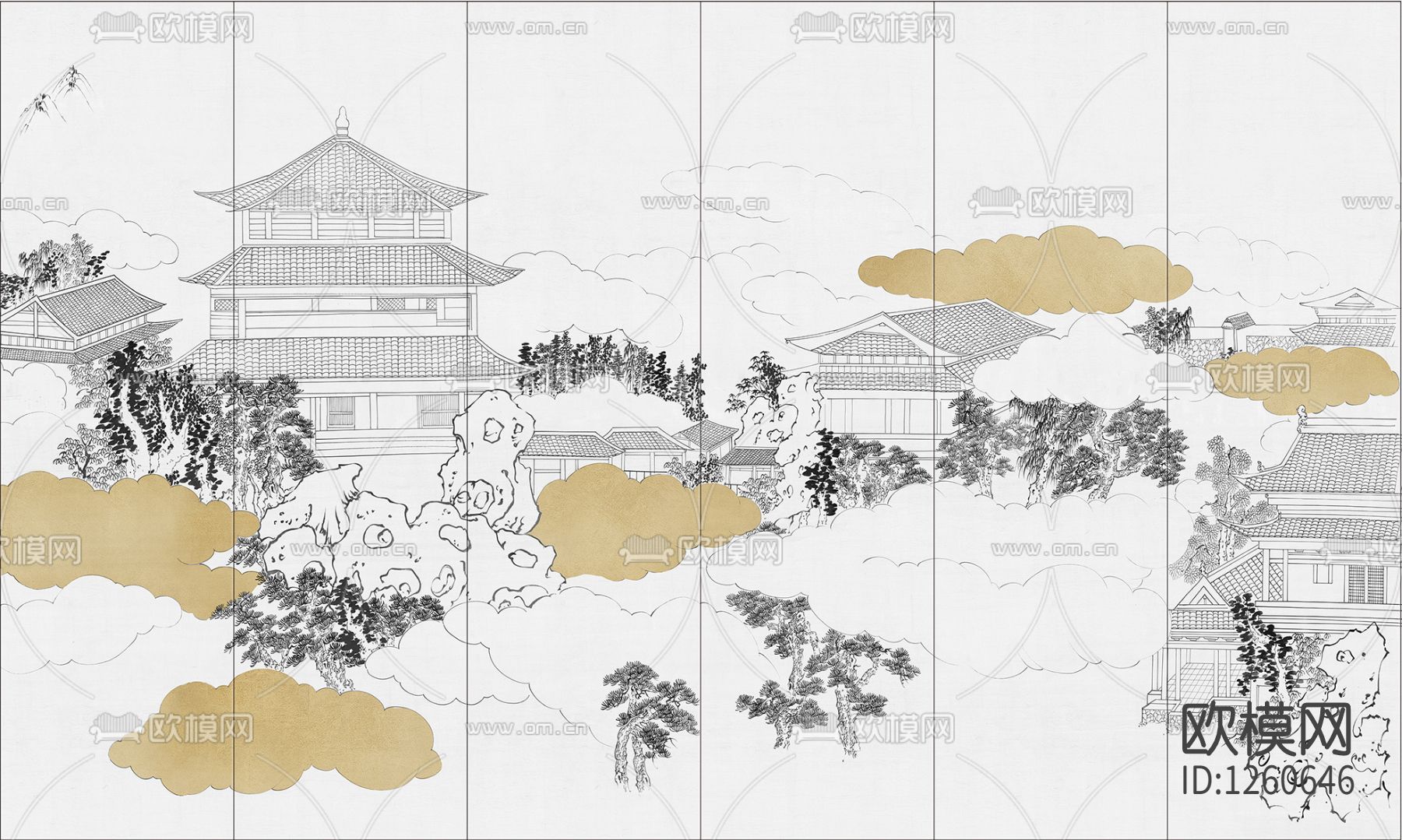 中式手绘花鸟壁画硬包