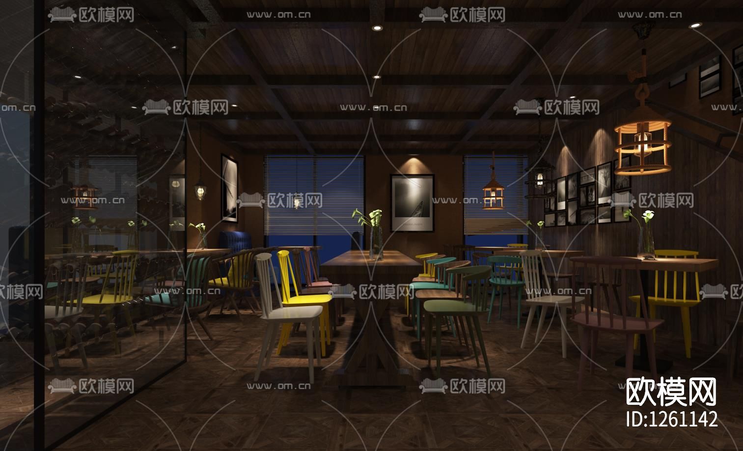 咖啡厅cad施工图下载（渲染图1）