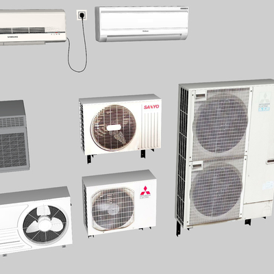  现代空调外机su模型 