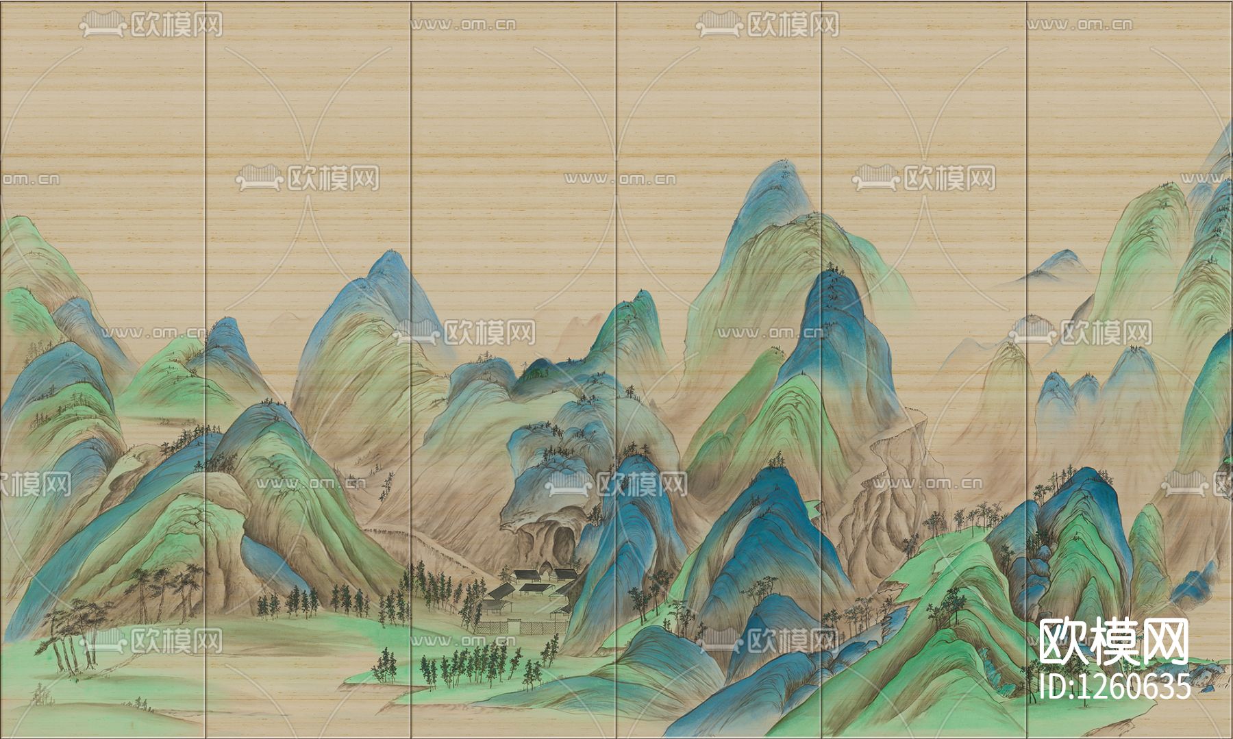中式手绘花鸟壁画硬包