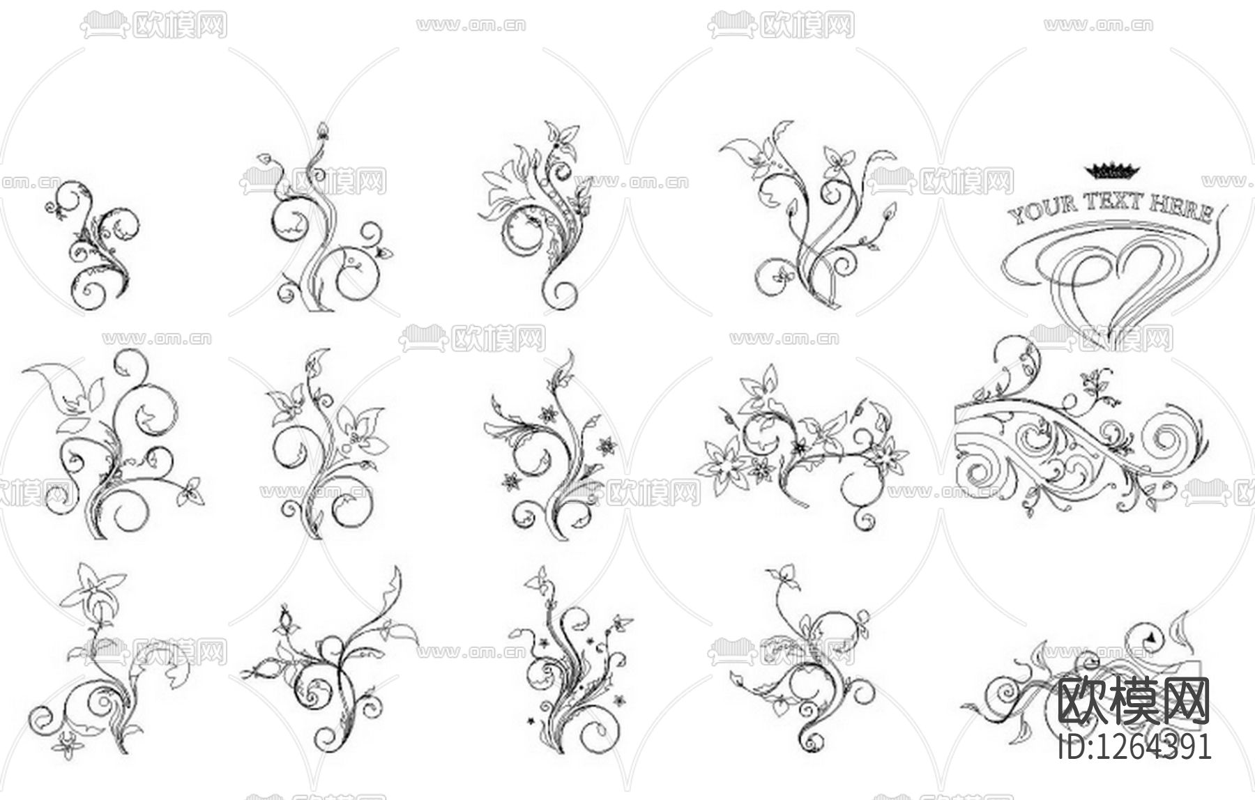 室内装修常用花纹CAD图库下载（渲染图5）
