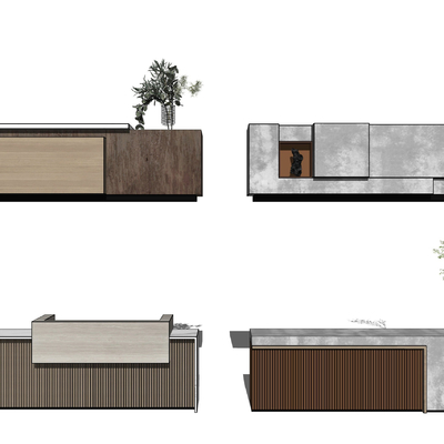 现代服务台接待台su模型