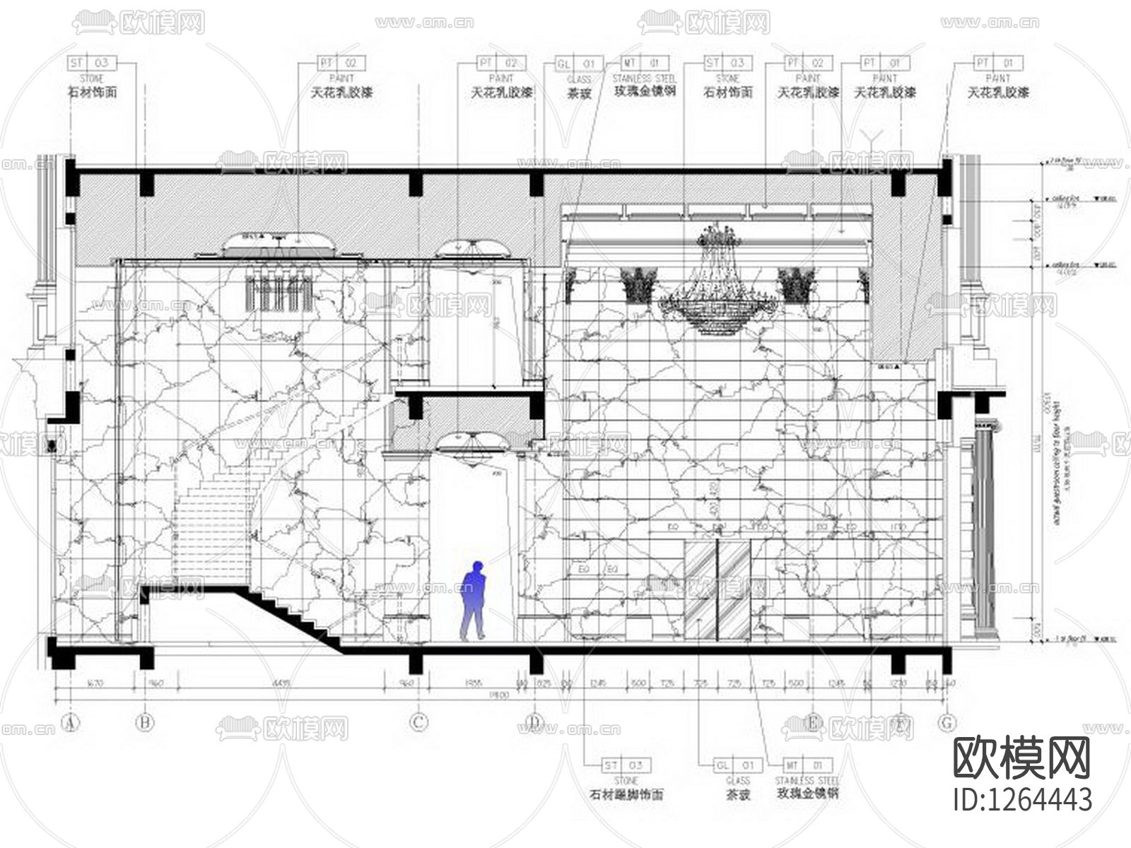会所cad施工图下载（渲染图4）