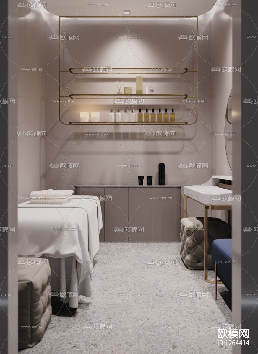 现代美容院SPA会所cad施工图下载（渲染图4）