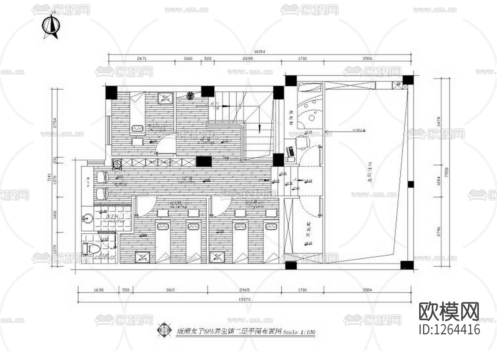 养生馆室内cad施工图下载（渲染图1）