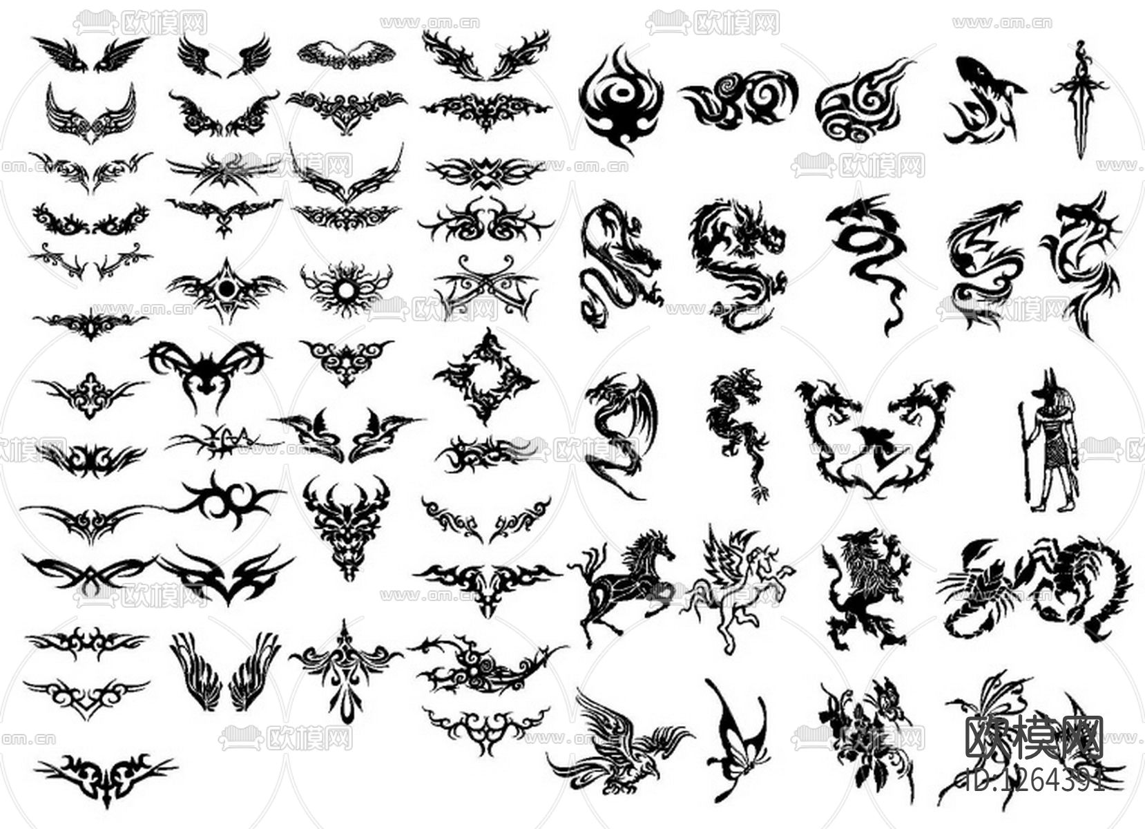 室内装修常用花纹CAD图库下载（渲染图1）