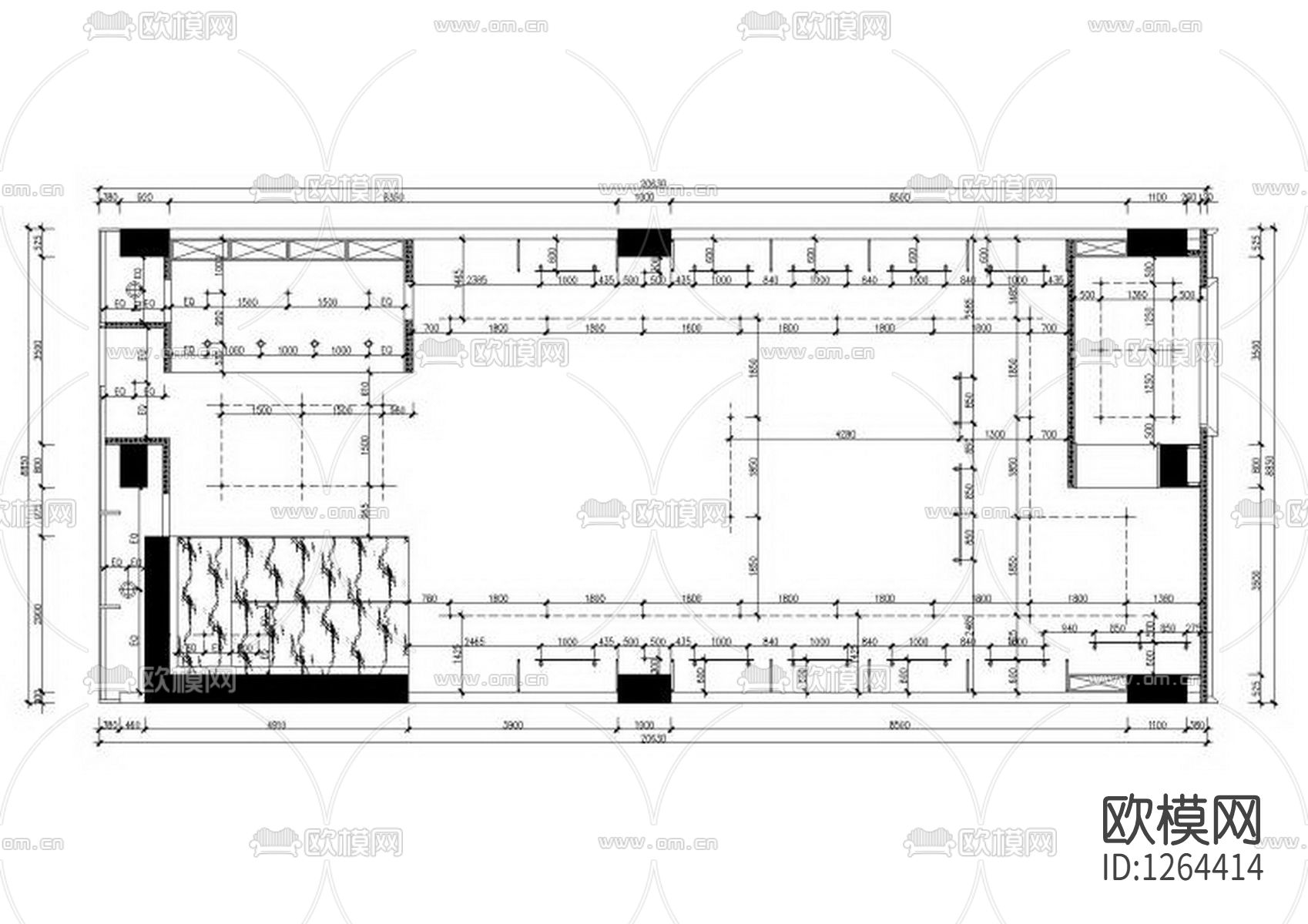 现代美容院SPA会所cad施工图下载（渲染图1）