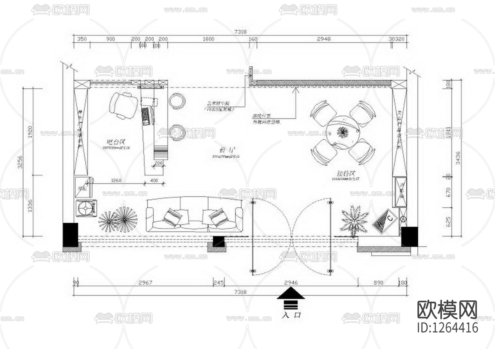 养生馆室内cad施工图下载（渲染图5）