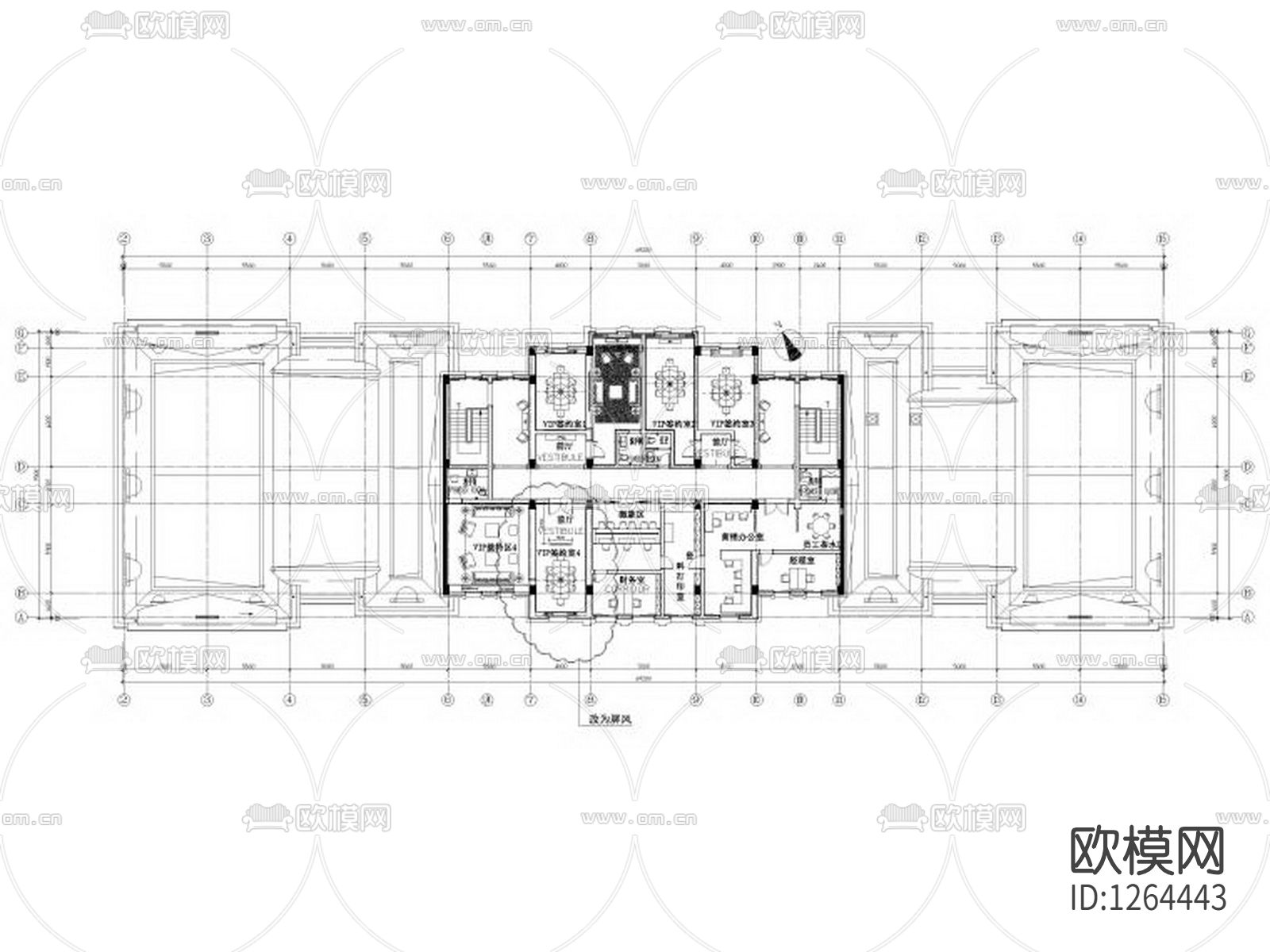 会所cad施工图下载（渲染图6）