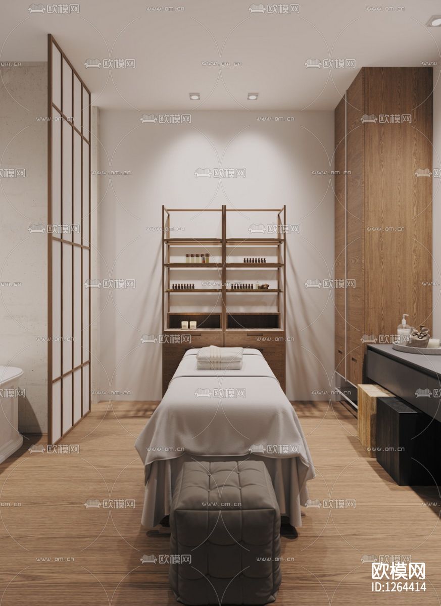 现代美容院SPA会所cad施工图下载（渲染图6）