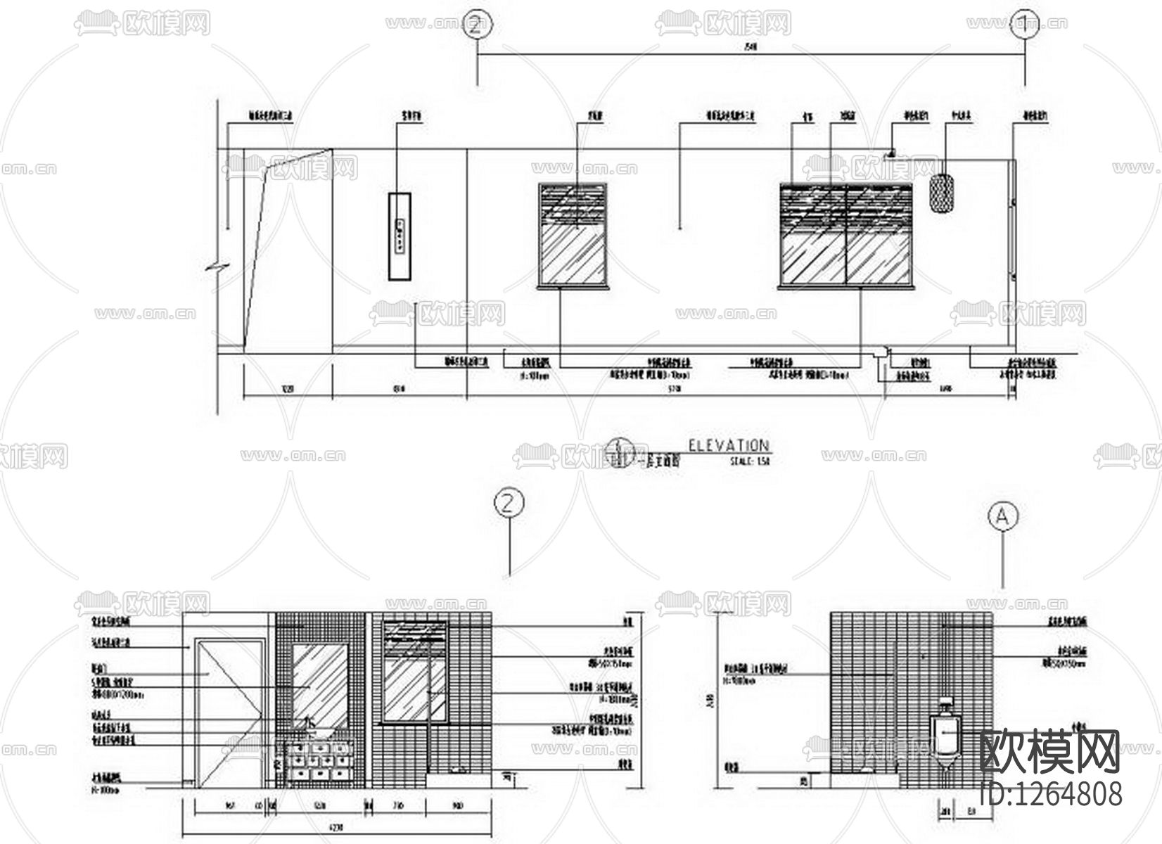 二层五星级会所茶吧装修cad施工图下载（渲染图7）