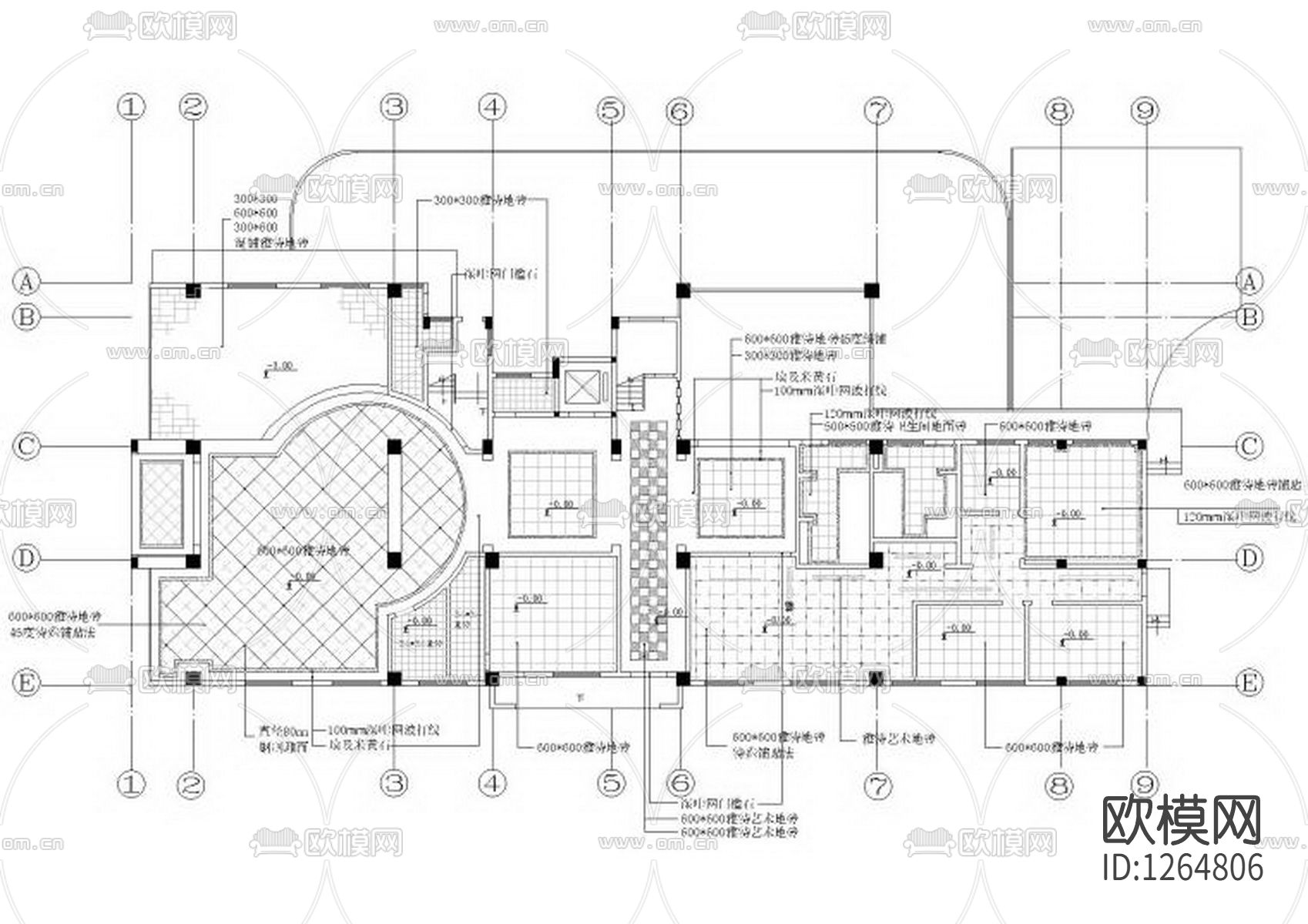 地产办公会所室内设计cad施工图