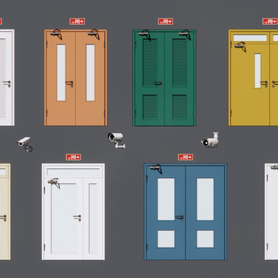  现代安全门 消防门su模型 