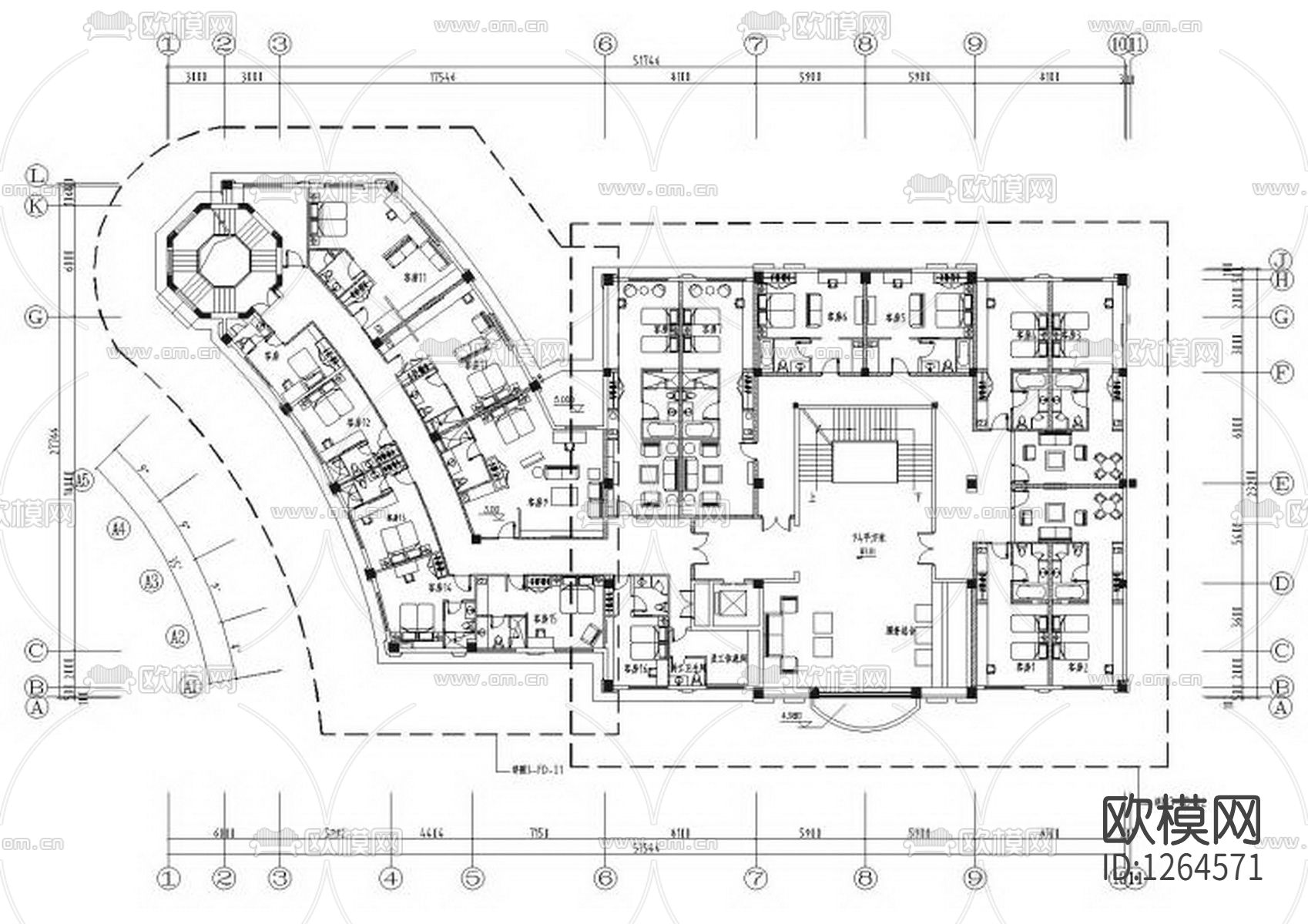 朗庭上郡会所室内设计cad施工图