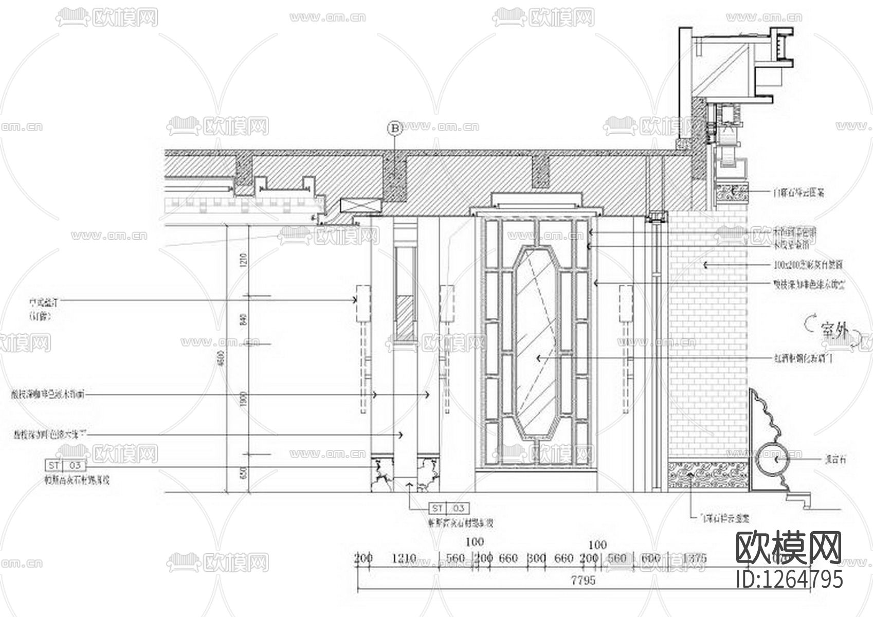 新中式休闲会所效果图cad施工图下载（渲染图4）