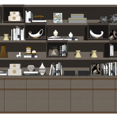 新中式实木装饰柜su模型