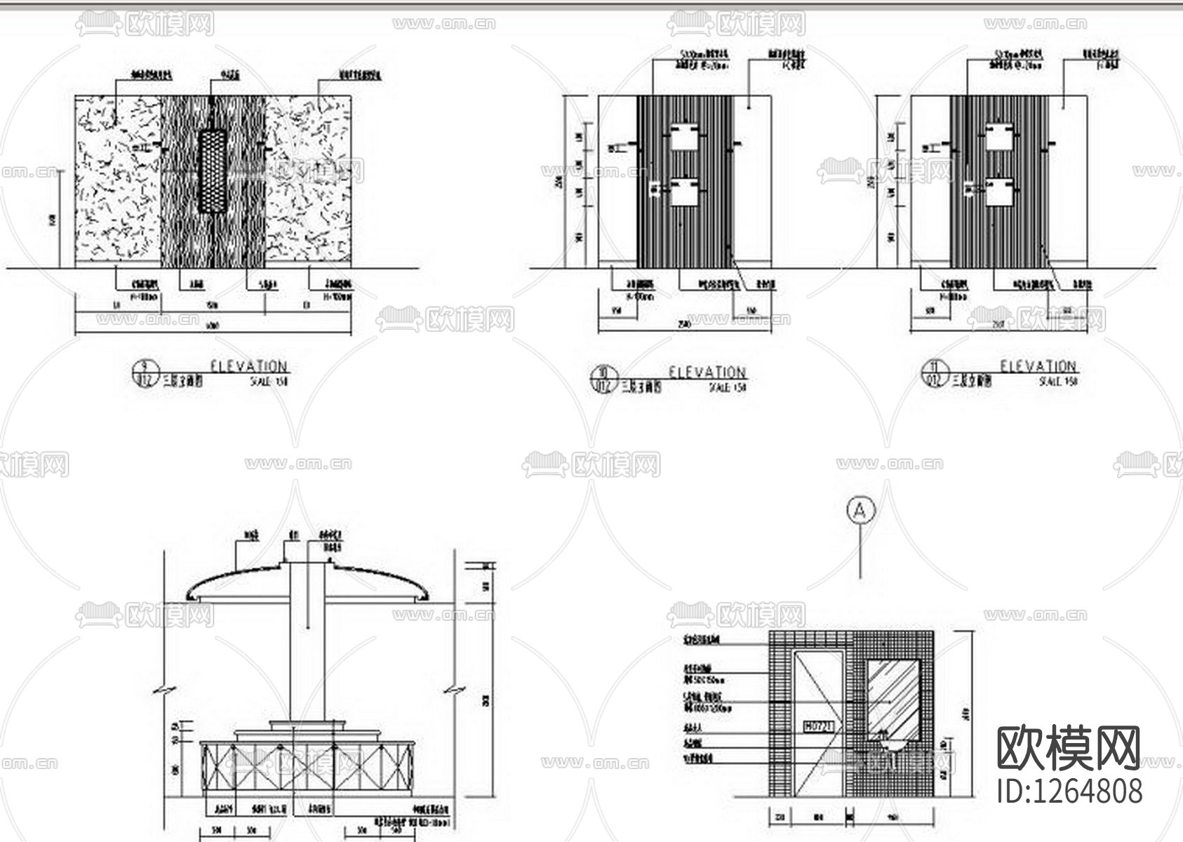 二层五星级会所茶吧装修cad施工图下载（渲染图4）