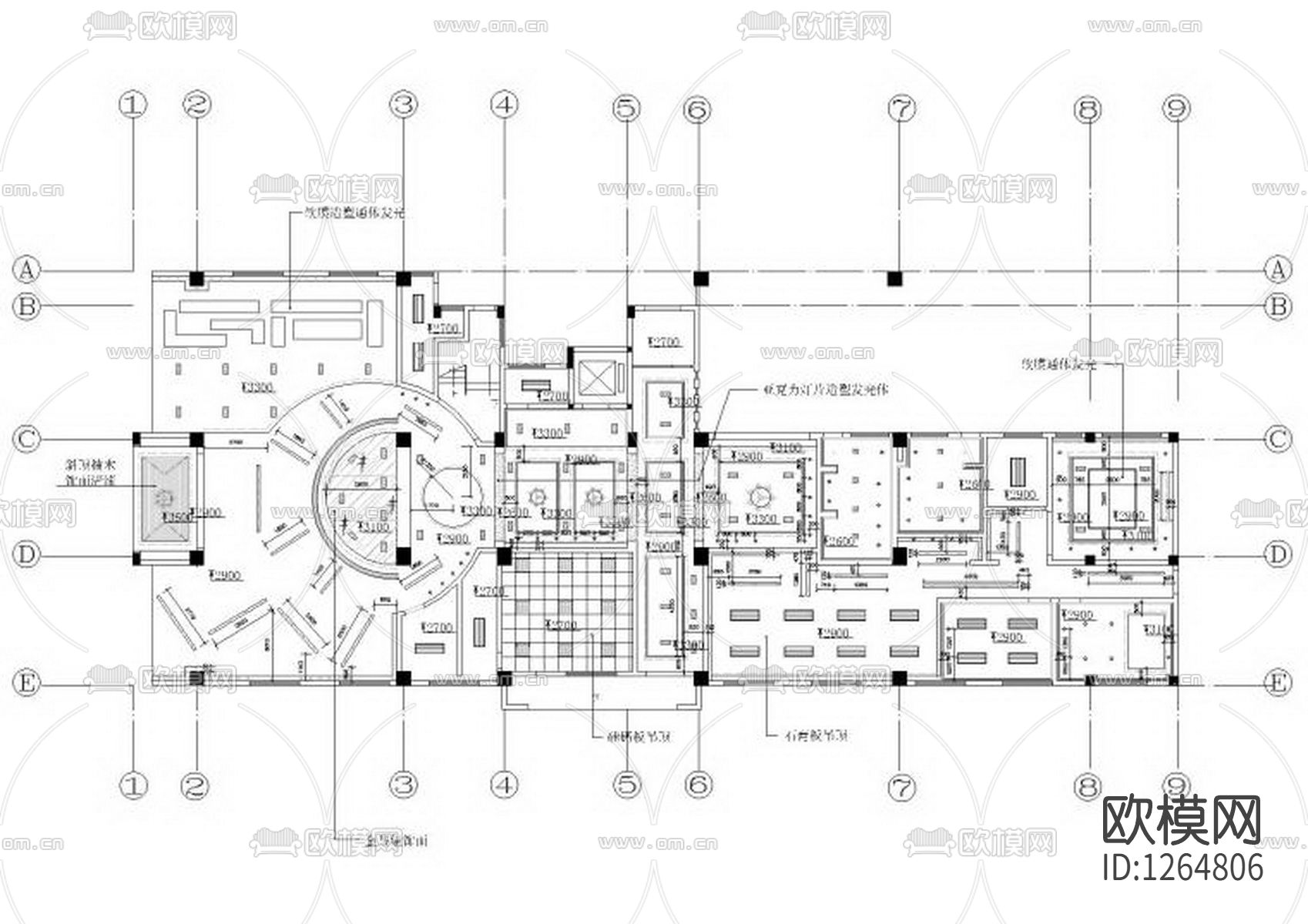 地产办公会所室内设计cad施工图