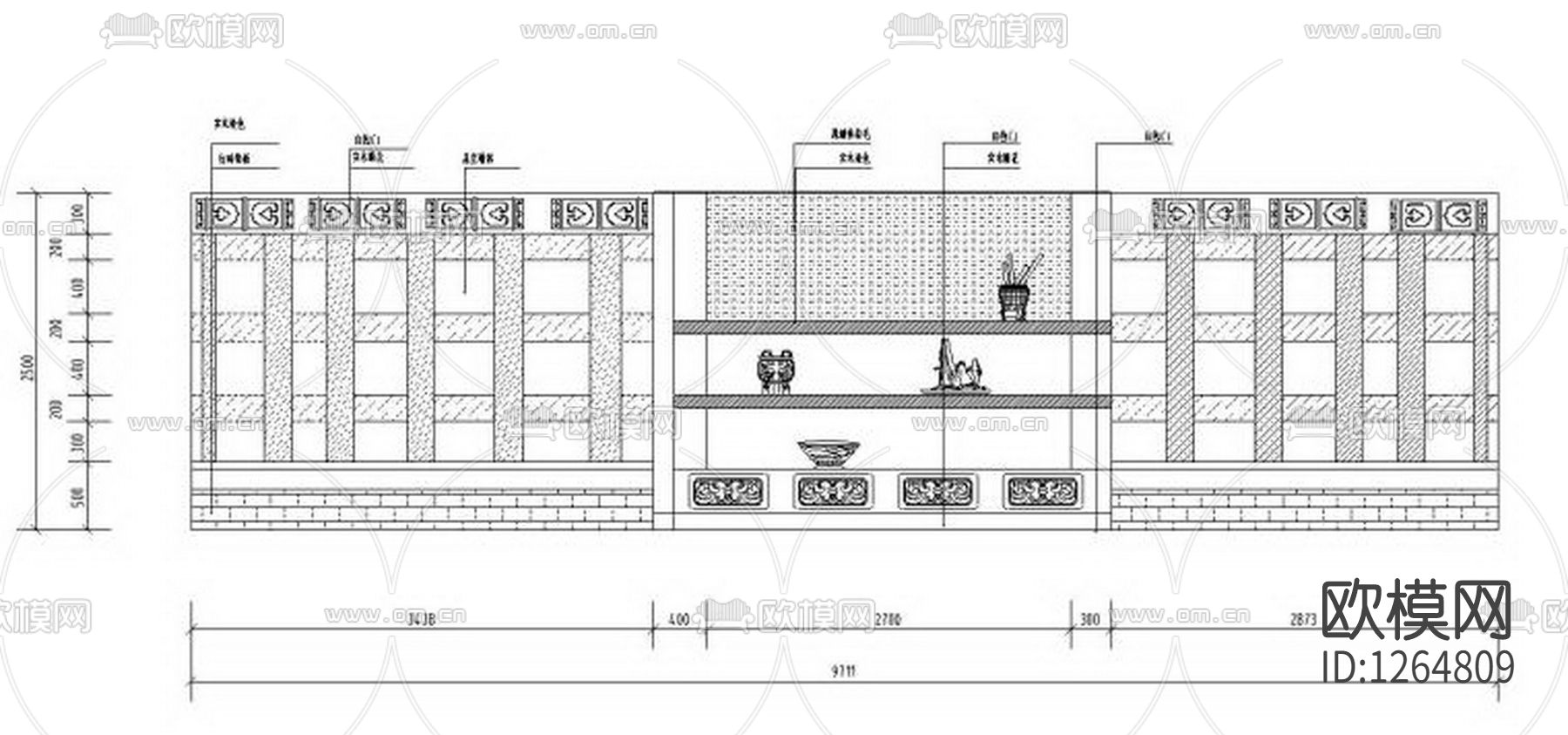中式茶艺馆会所装修cad施工图下载（渲染图10）