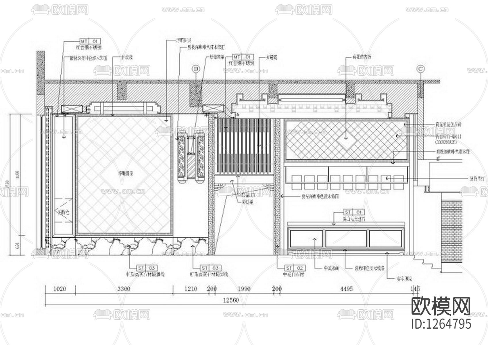 新中式休闲会所效果图cad施工图下载（渲染图5）
