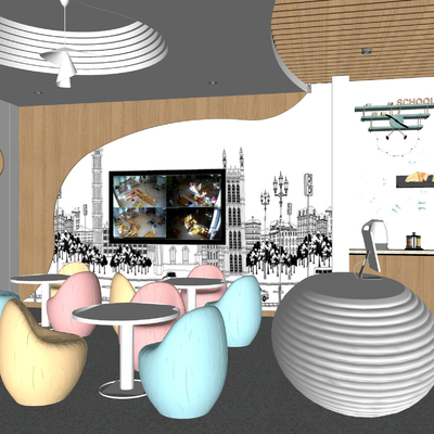 现代幼儿园活动室su模型