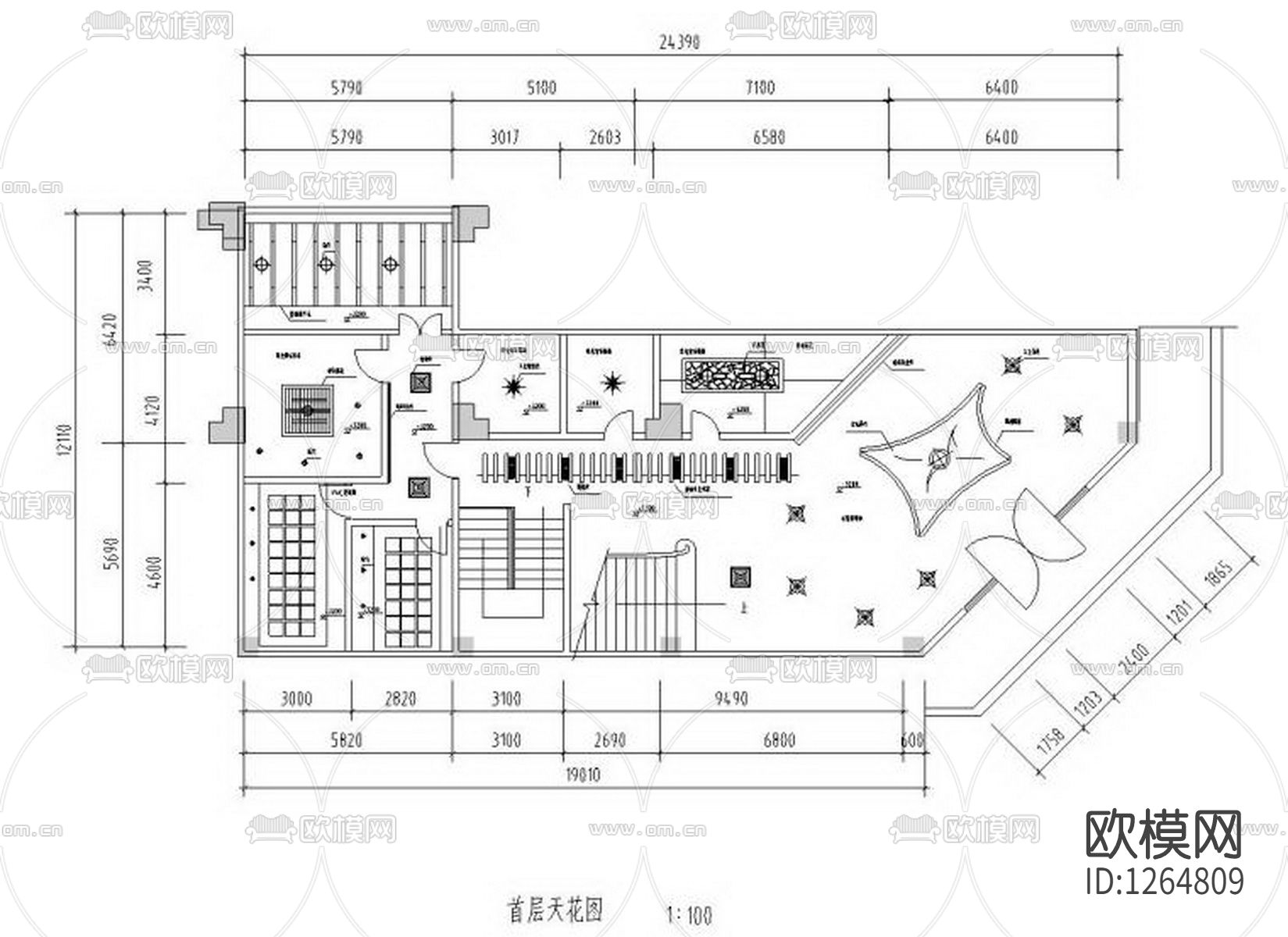 中式茶艺馆会所装修cad施工图下载（渲染图8）
