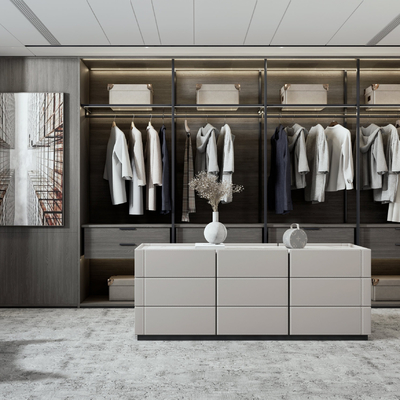 现代衣帽间su模型