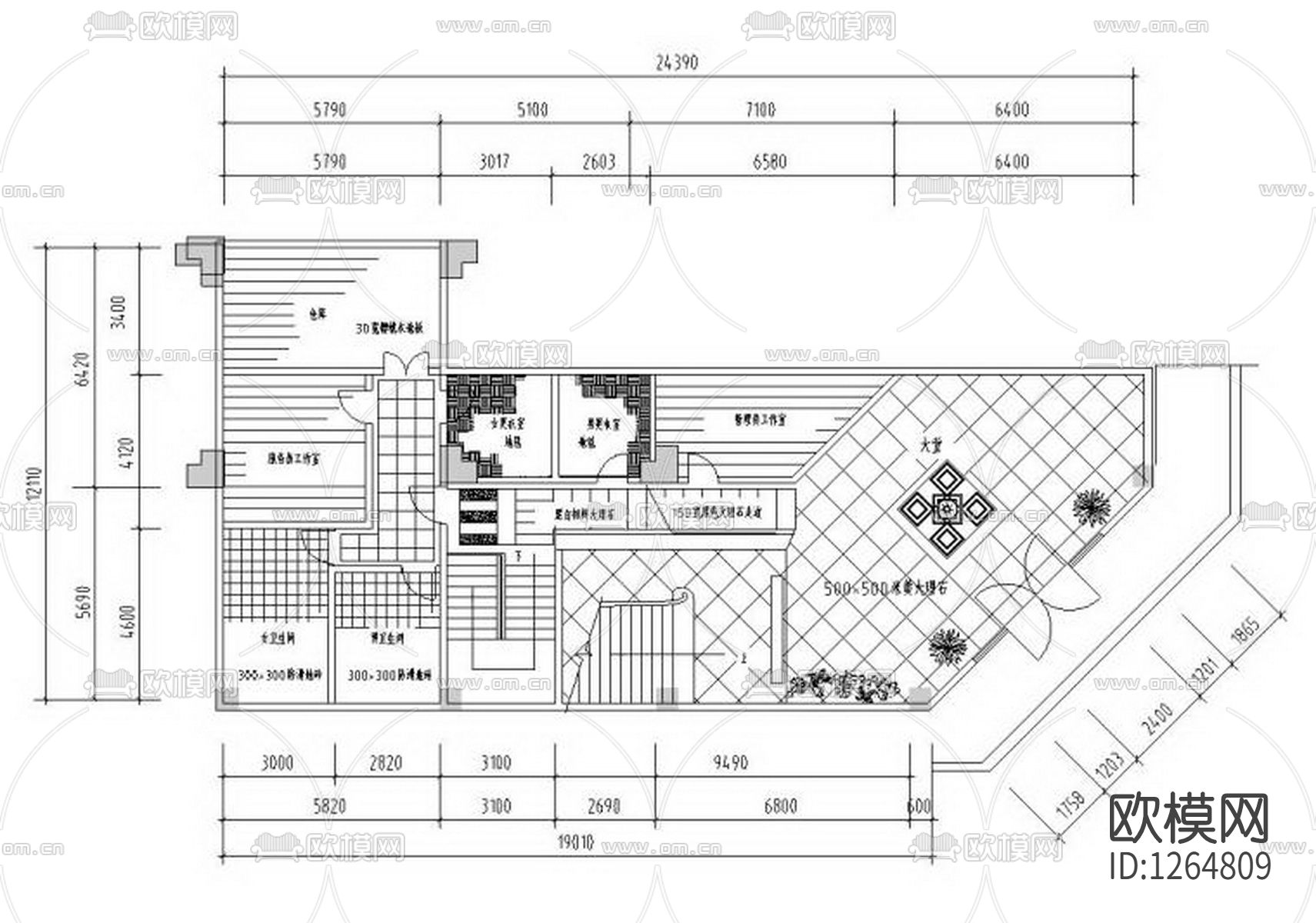 中式茶艺馆会所装修cad施工图下载（渲染图6）