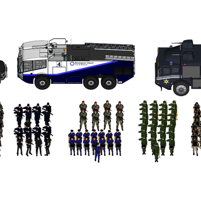  现代警察特警车辆su模型 