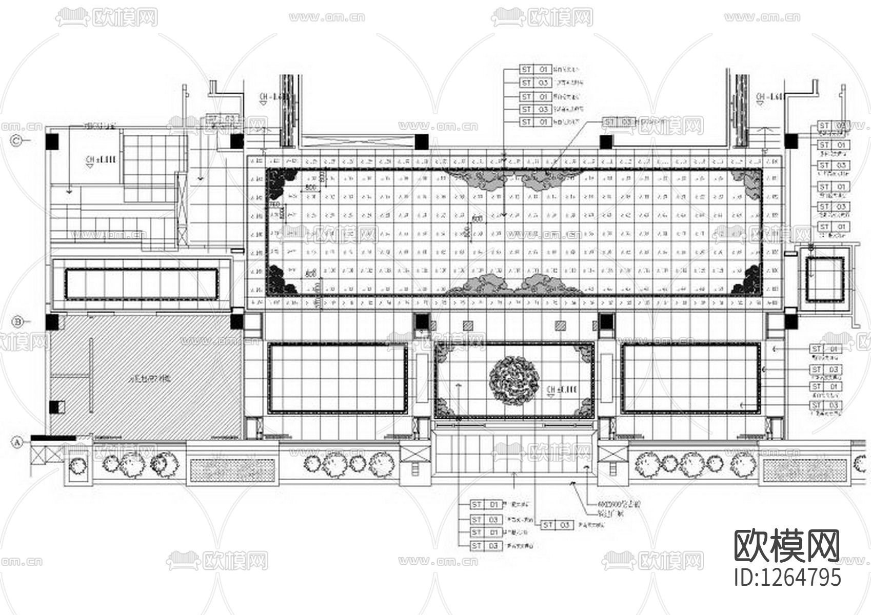 新中式休闲会所效果图cad施工图下载（渲染图1）