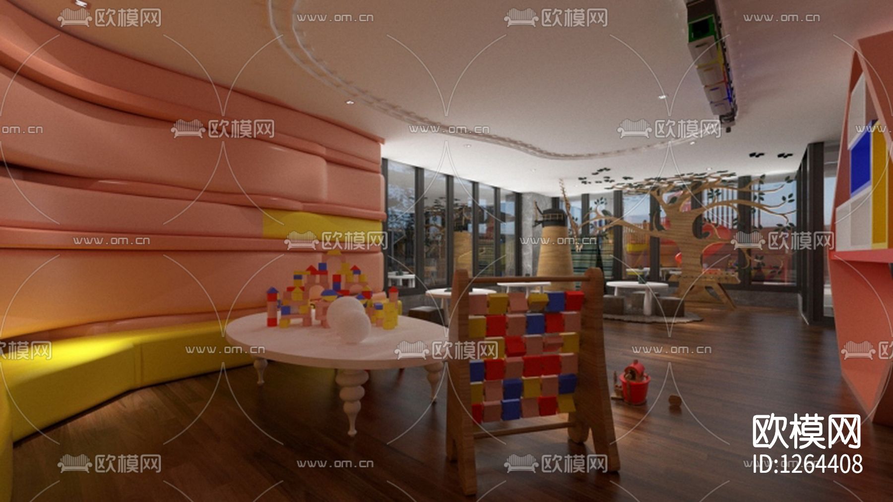 会所cad施工图下载（渲染图1）