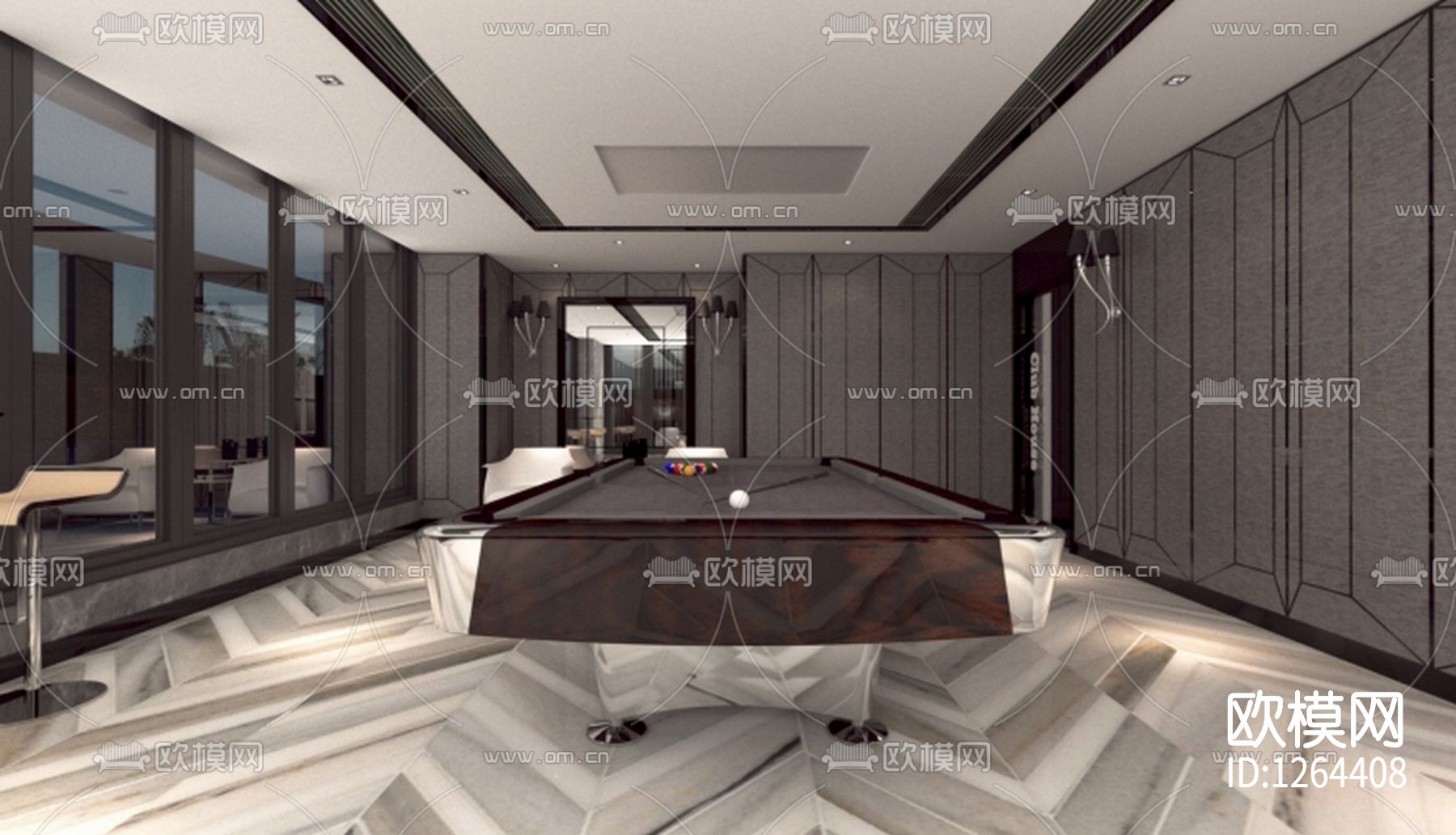 会所cad施工图下载（渲染图3）