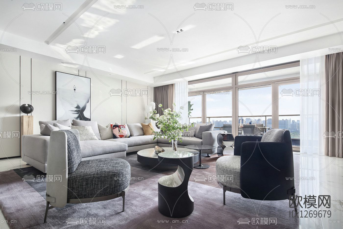 上海汤臣样板间cad施工图下载（渲染图1）