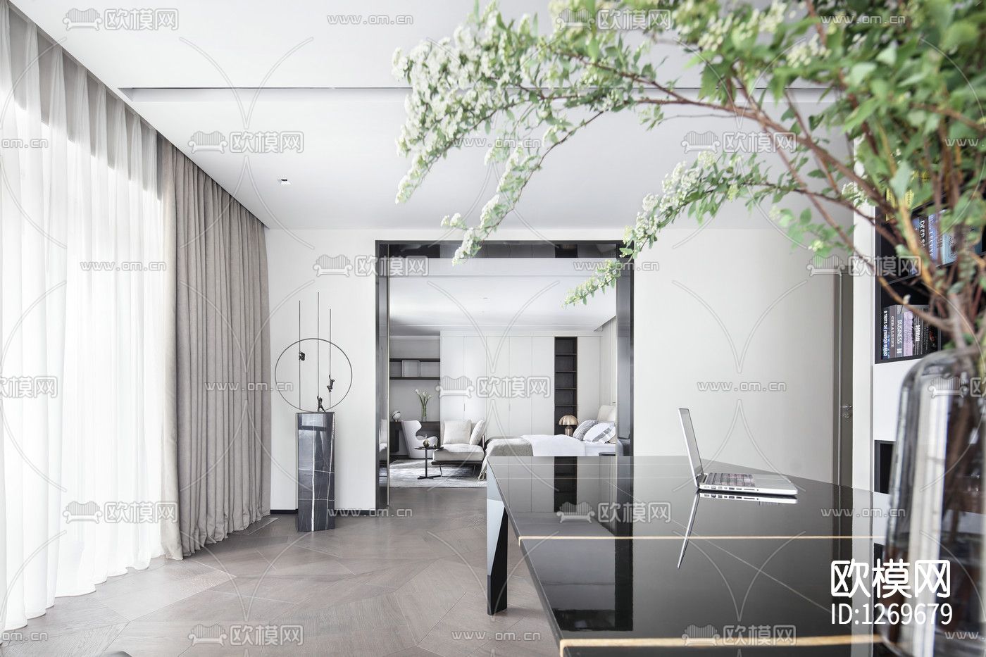 上海汤臣样板间cad施工图下载（渲染图6）