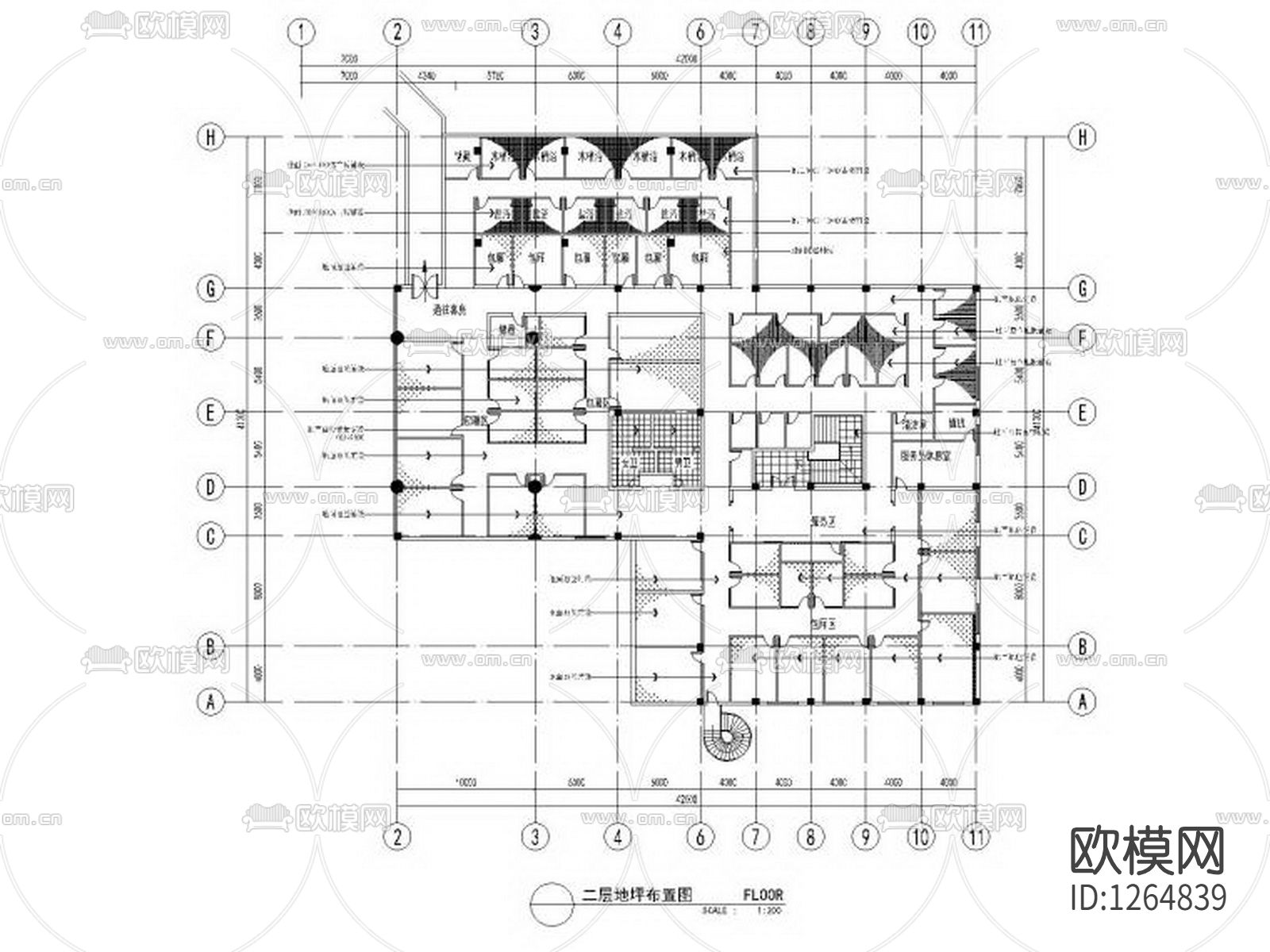 洗浴中心浴场装修cad施工图