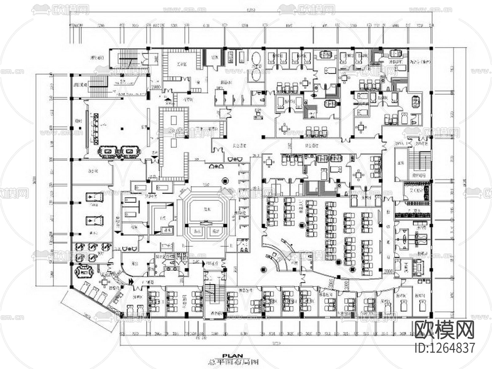 洗浴中心SPA会所cad施工图下载（渲染图4）