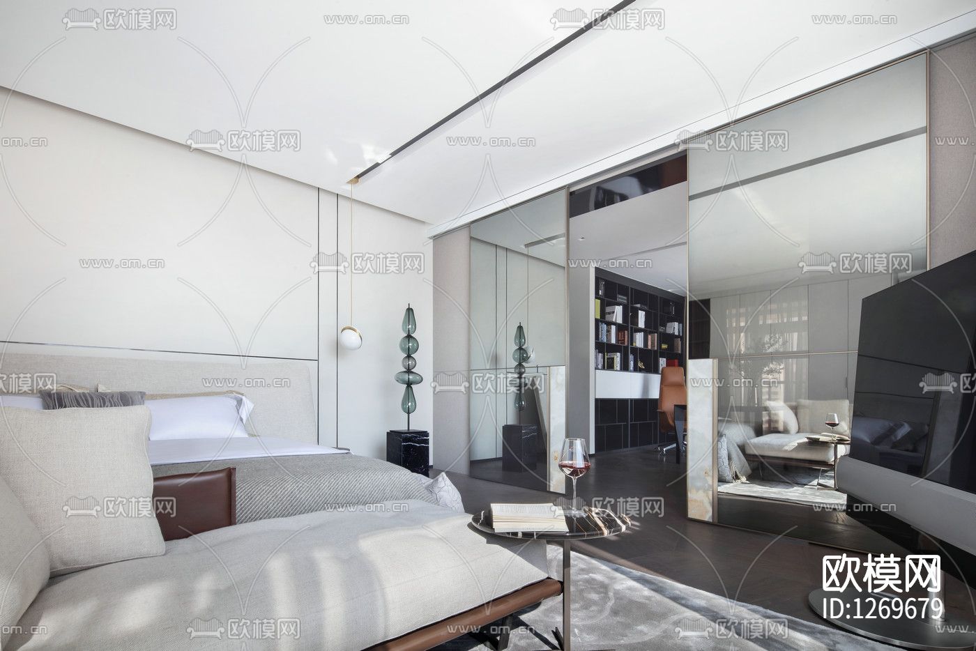 上海汤臣样板间cad施工图下载（渲染图8）